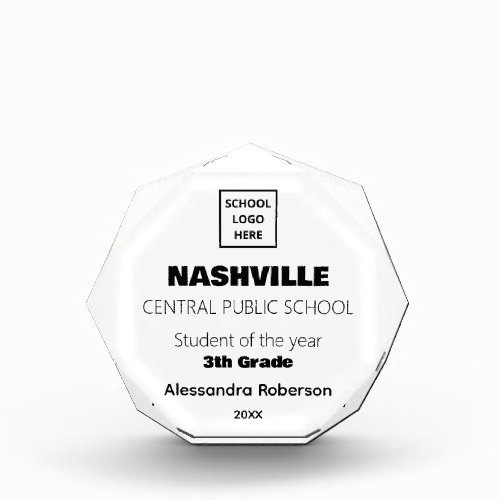 School Best Student Personalized logo and Name Acrylic Award
