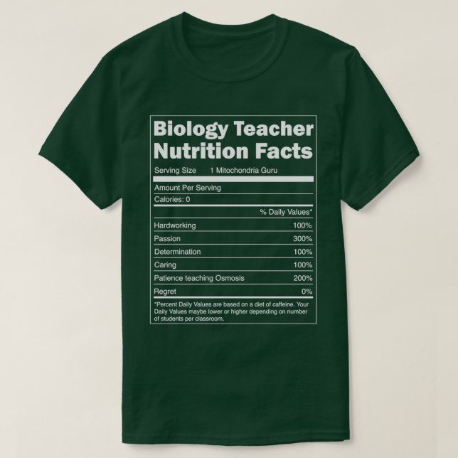 School Biology Gift Funny Nutrition Facts Biology  T-Shirt (Design Front)