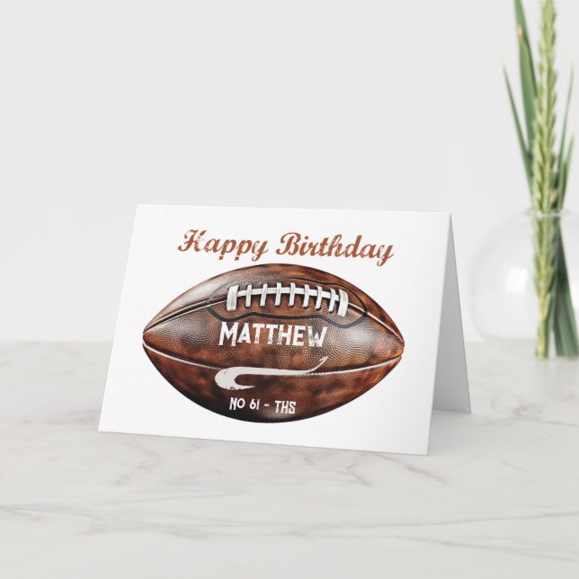 School Birthday Large Grunge Football Sports Card (Front)