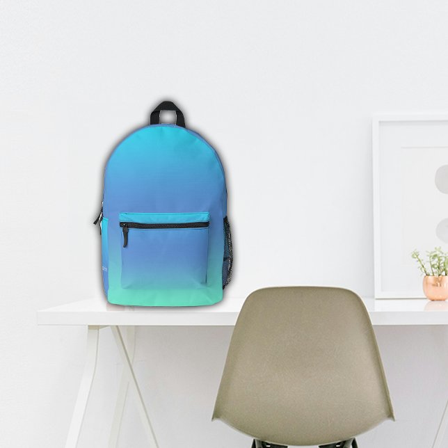 School Blue Ombre Custom Name Printed Backpack (Creator Uploaded)