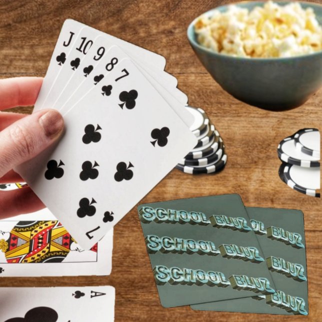 School Bluz-3D Poker Cards (These poker playing cards, are just the thing, to enjoy, during a break from school!)