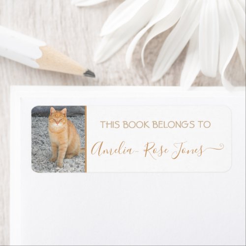 School Book Labels Pet Cat Photo Template Cute