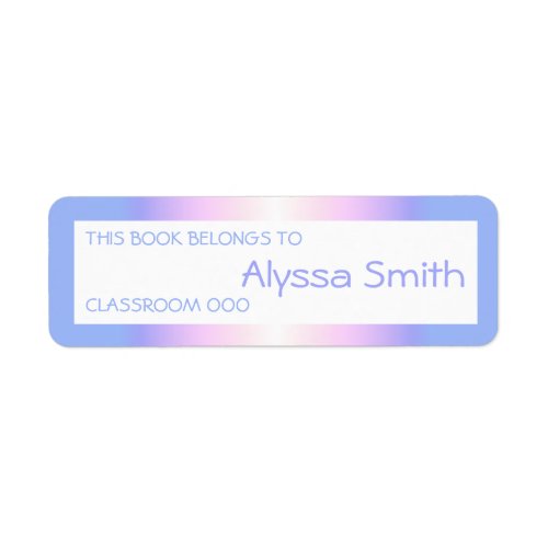 School Book Name Classroom Labels Rainbow Ombre