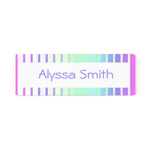 School Book Name Labels Rainbow Stripes Colorful