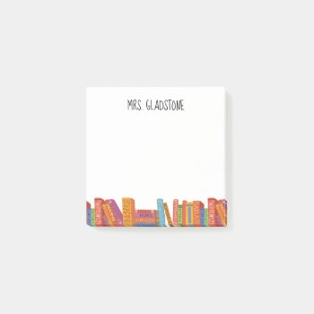 School Books Add Name 3 X 3 Post-it Notes by ilovedigis at Zazzle