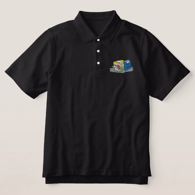 School Books Embroidered Polo Shirt (Design Front)