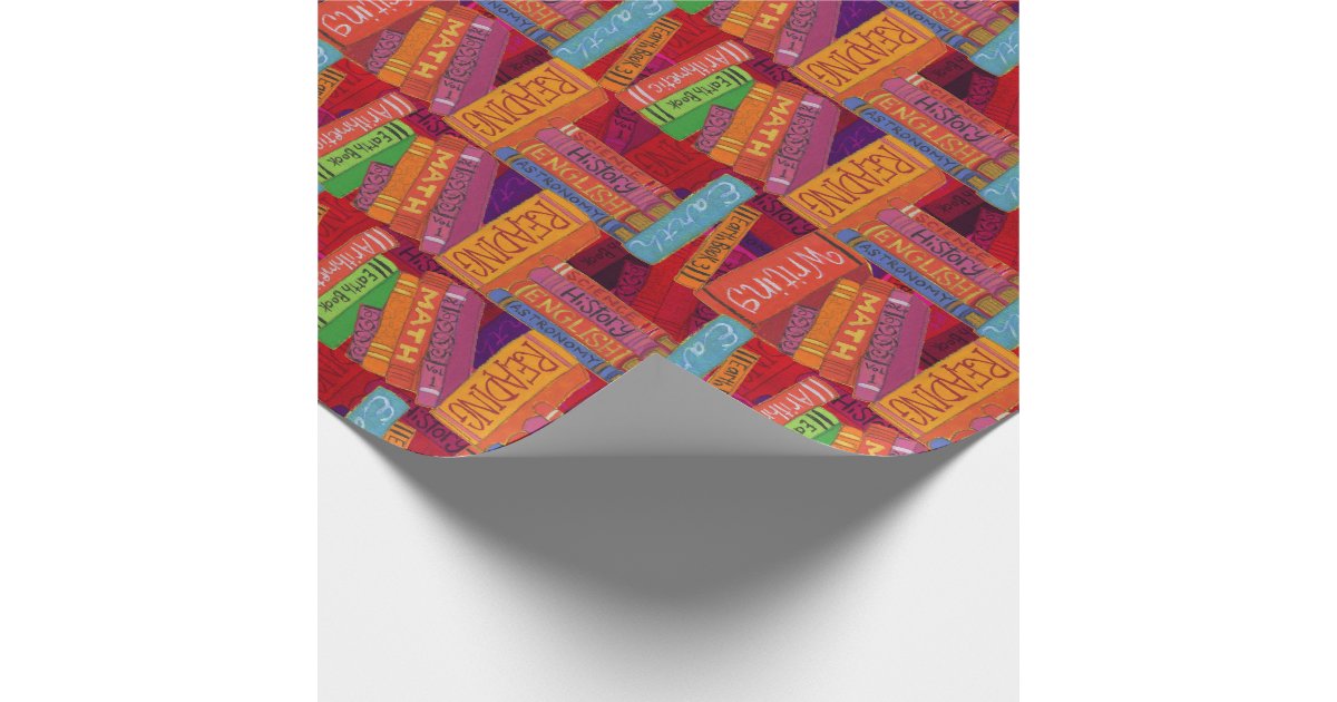 School Books Pattern Wrapping Paper Zazzle