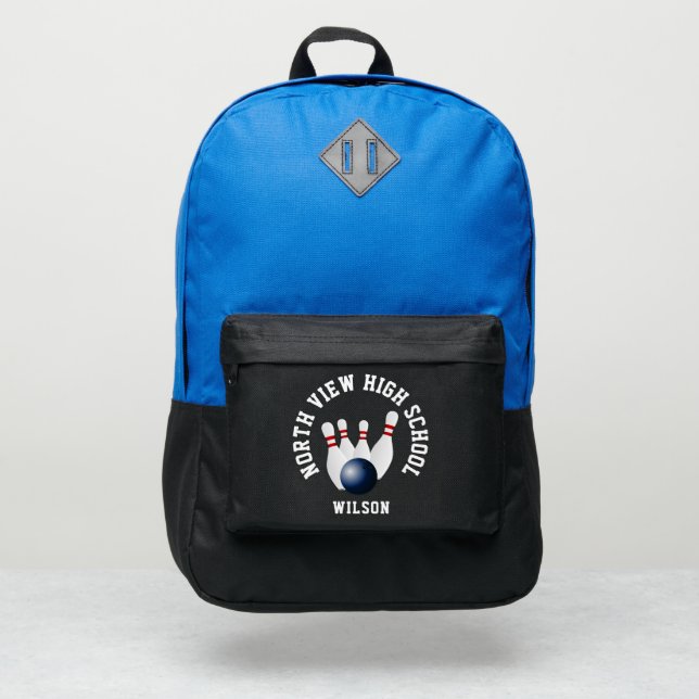 School Bowling with Names |Bowling Pins |  Port Authority® Backpack (Front)