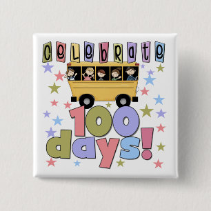 School Bus 100 Days Tshirts and Gifts Pinback Button