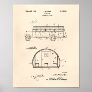 School Bus 1937 Patent Art Old Peper Poster