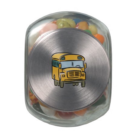School Bus 2 Glass Candy Jar