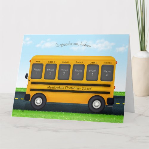 School Bus 6 Photo Frame Custom Kids Memories Card