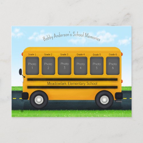 School Bus 6 Photo Frame Custom Kids Memories Postcard