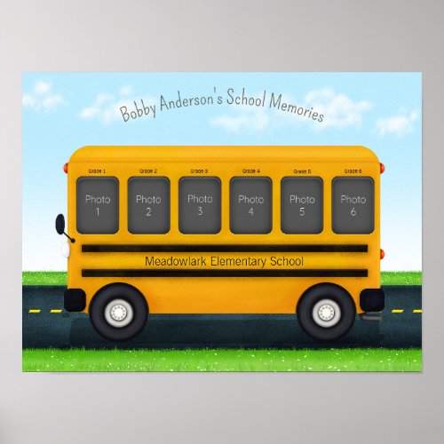 School Bus 6 Photo Frame Custom Kids Memories Poster