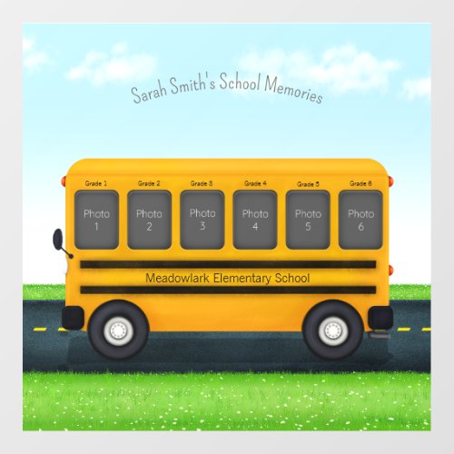 School Bus 6 Photo Frame Custom Kids Memories Wall Decal