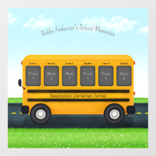 School Bus 6 Photo Frame Custom Kid's Memories Window Cling