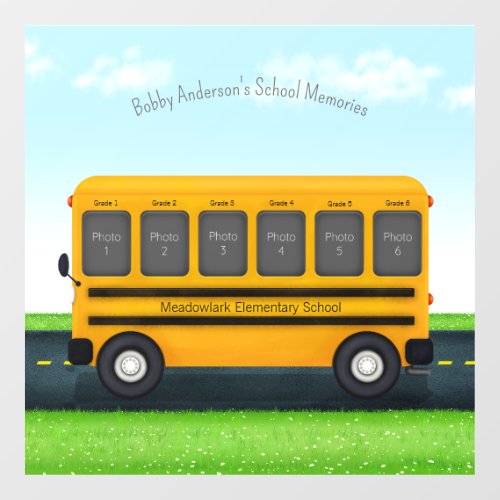 School Bus 6 Photo Frame Custom Kids Memories Window Cling