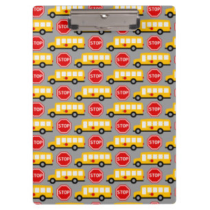 School Bus and Stop Sign Clipboard