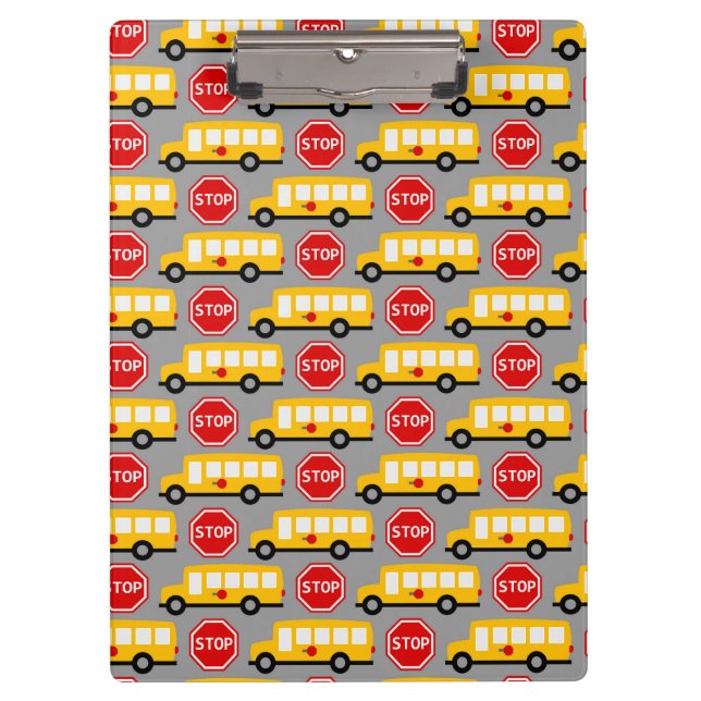 School Bus and Stop Sign Clipboard (Front)