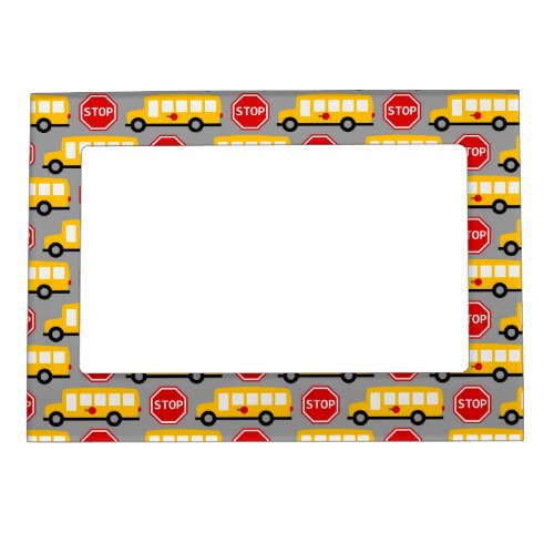 School Bus and Stop Sign Magnetic Picture Frame
