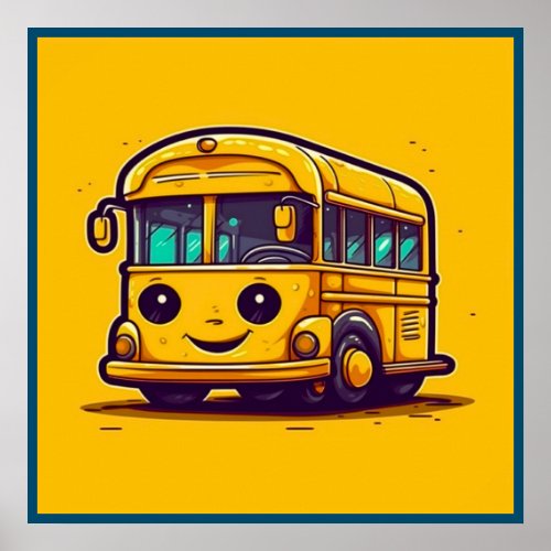 School Bus Art Poster