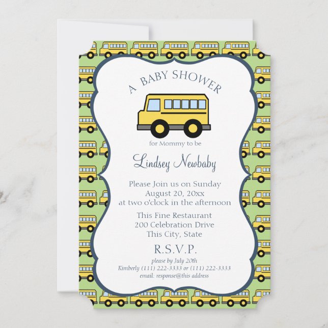 School Bus Baby Shower Invitation (Front)