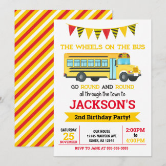 School Bus Birthday Invitation / Wheels on the Bus