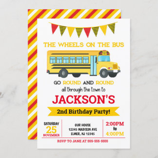 School Bus Birthday Invitation / Wheels on the Bus