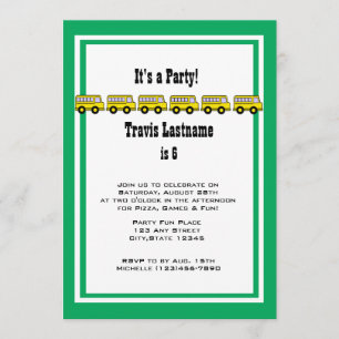 School Bus Birthday Party Invitation