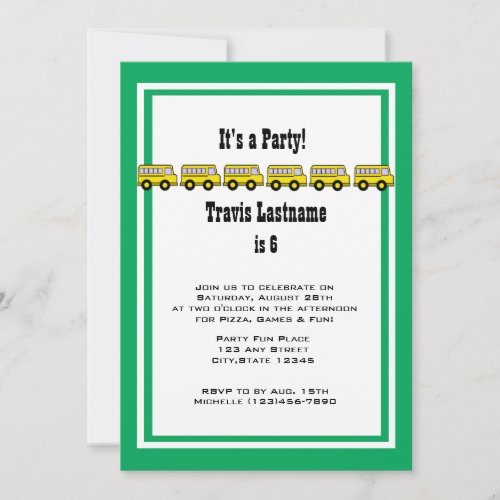 School Bus Birthday Party Invite