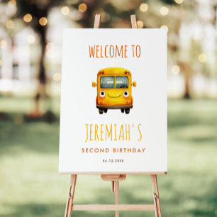 School Bus Birthday Party Welcome Sign