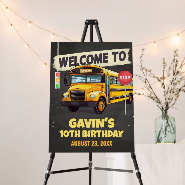 School Bus Birthday Party Welcome Sign (In Situ (Stand))
