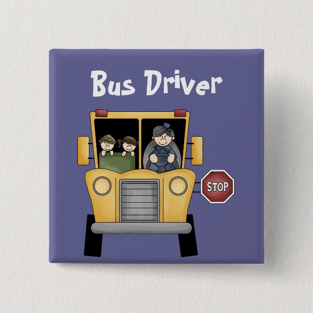 School Bus ~ Bus Driver Customizable Button (Front)