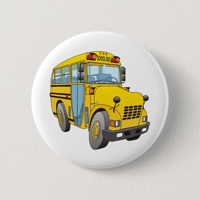 School Bus Cartoon Button (Front)
