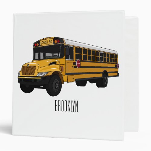 School bus cartoon illustration  3 ring binder