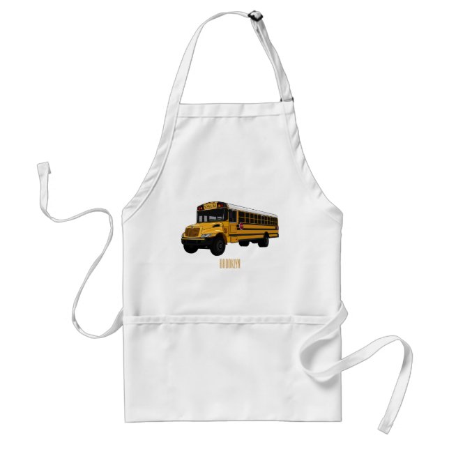 School bus cartoon illustration  adult apron (Front)