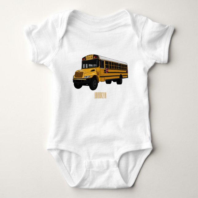 School bus cartoon illustration  baby bodysuit (Front)