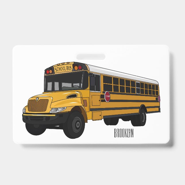 School bus cartoon illustration   badge (Front)