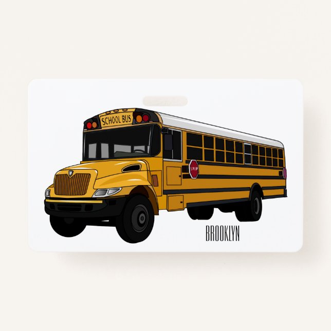 School bus cartoon illustration   badge (Front)