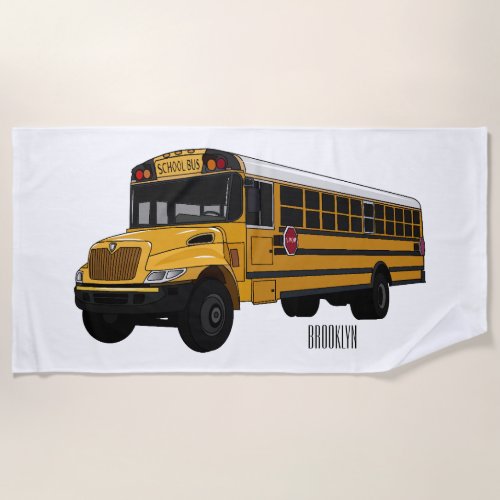 School bus cartoon illustration  beach towel