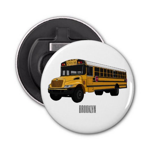 School bus cartoon illustration bottle opener