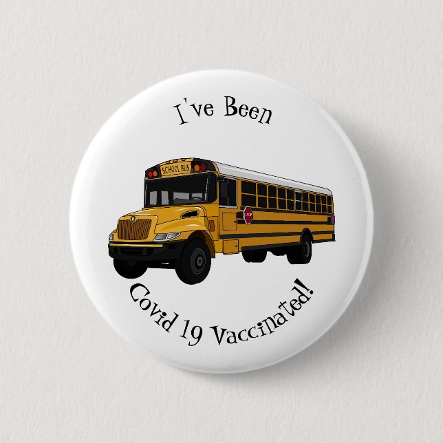 School bus cartoon illustration  button (Front)