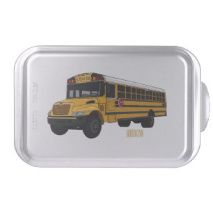School bus cartoon illustration cake pan