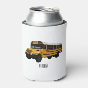 School bus cartoon illustration  can cooler