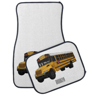 School bus cartoon illustration car floor mat