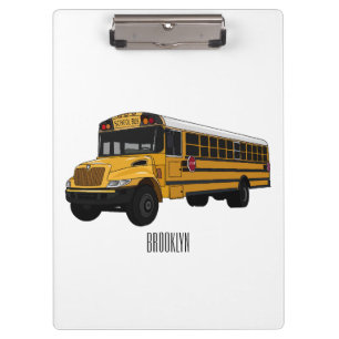School bus cartoon illustration  clipboard