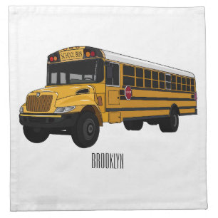 School bus cartoon illustration cloth napkin