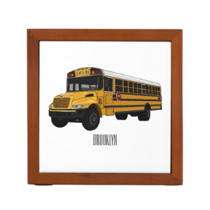 School bus cartoon illustration desk organizer