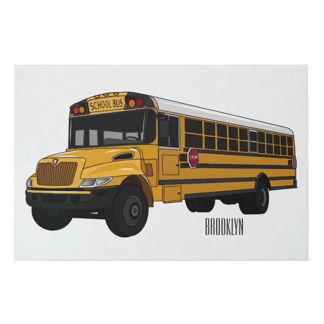 School bus cartoon illustration  faux canvas print (Front)