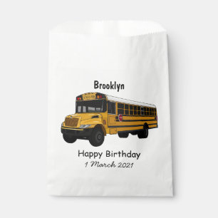 School bus cartoon illustration favor bag